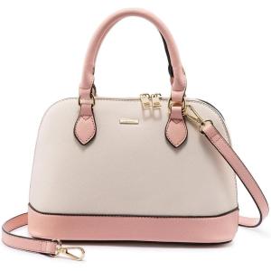 imageLOVEVOOK Purse for Women Small Crossbody Bags Classic Double Zip Top Handle Dome Satchel BagPinkBeige
