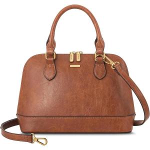 imageLOVEVOOK Purse for Women Small Crossbody Bags Classic Double Zip Top Handle Dome Satchel BagVintage Brown