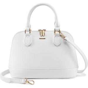 imageLOVEVOOK Purse for Women Small Crossbody Bags Classic Double Zip Top Handle Dome Satchel BagWhite
