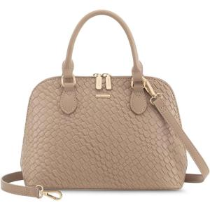 imageLOVEVOOK Purse for Women Small Crossbody Bags Classic Double Zip Top Handle Dome Satchel BagWovenApricot