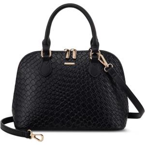 imageLOVEVOOK Purse for Women Small Crossbody Bags Classic Double Zip Top Handle Dome Satchel BagWovenBlack