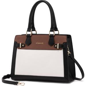 imageLOVEVOOK Purses and Handbags for Women Tote Shoulder Bag Satchel Black Purse and PU Leather Top Handle for ladiesBlackwhitebrowns