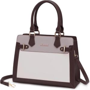 imageLOVEVOOK Purses and Handbags for Women Tote Shoulder Bag Satchel Black Purse and PU Leather Top Handle for ladiesCoffeelight Purplepinkish Whites