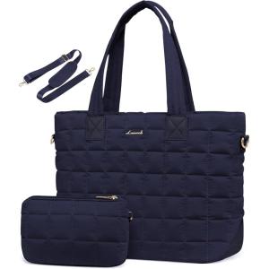 imageLOVEVOOK Tote Bag for Women Large Puffer Tote Bag with Zipper Quilted Light Work BagBlue