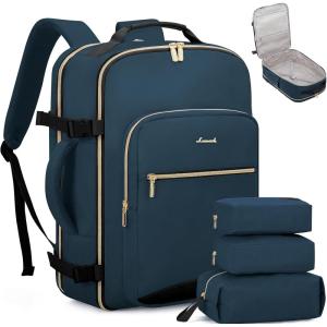 imageLOVEVOOK Travel Backpack for Women ampamp Men 40LAirline Approved Carry On Backpack Travel EssentialsTSA Carry on LuggageWaterproof Personal Item Travel BagSuitcase with 3 Packing CubesLight grayPinkDark Blue Greenblack
