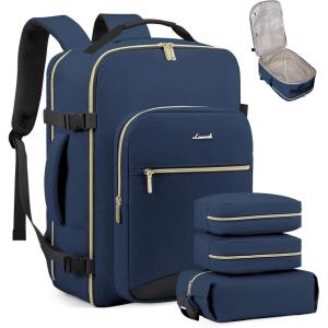 imageLOVEVOOK Travel Backpack for Women ampamp Men 40LAirline Approved Carry On Backpack Travel EssentialsTSA Carry on LuggageWaterproof Personal Item Travel BagSuitcase with 3 Packing CubesLight grayPinkBlue Greenblack