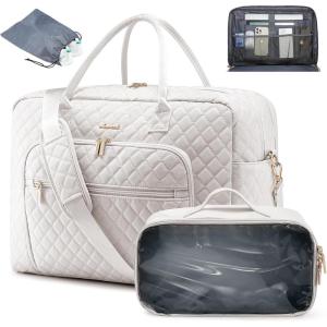 imageLOVEVOOK Travel Duffle Bag  Womens Weekender Carry On Overnight Laptop ampamp Gym Bag With ToiletryShoe Pocket Hospital Labor BagBeigemedium