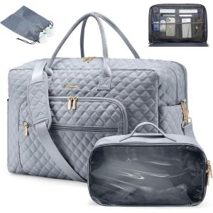 imageLOVEVOOK Travel Duffle Bag  Womens Weekender Carry On Overnight Laptop ampamp Gym Bag With ToiletryShoe Pocket Hospital Labor BagGrey