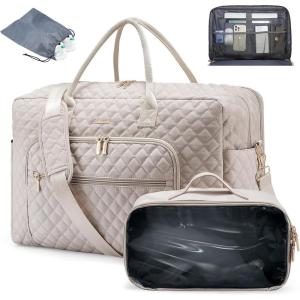 imageLOVEVOOK Travel Duffle Bag  Womens Weekender Carry On Overnight Laptop ampamp Gym Bag With ToiletryShoe Pocket Hospital Labor BagNude