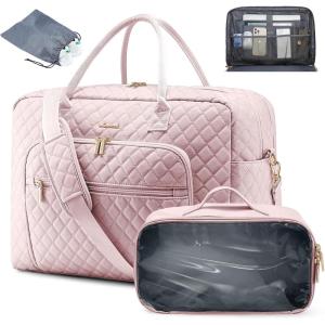 imageLOVEVOOK Travel Duffle Bag  Womens Weekender Carry On Overnight Laptop ampamp Gym Bag With ToiletryShoe Pocket Hospital Labor BagPinkmedium
