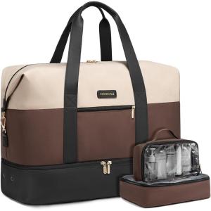 imageLOVEVOOK Travel Duffle Bag for Women Large3 Pcs Khakicoffeblack