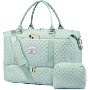 imageLOVEVOOK Travel Duffle BagWeekender Bags for Women with Shoe CompartmentCarry on Overnight Bag with Toiletry BagGym Duffel Bag with Wet Pocket Hospital Bags for Labor and DeliveryCLight Green
