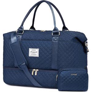 imageLOVEVOOK Travel Duffle BagWeekender Bags for Women with Shoe CompartmentCarry on Overnight Bag with Toiletry BagGym Duffel Bag with Wet Pocket Hospital Bags for Labor and DeliveryBlueL