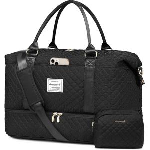 imageLOVEVOOK Travel Duffle BagWeekender Bags for Women with Shoe CompartmentCarry on Overnight Bag with Toiletry BagGym Duffel Bag with Wet Pocket Hospital Bags for Labor and DeliveryBlackL3