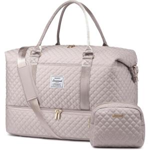 imageLOVEVOOK Travel Duffle BagWeekender Bags for Women with Shoe CompartmentCarry on Overnight Bag with Toiletry BagGym Duffel Bag with Wet Pocket Hospital Bags for Labor and DeliveryAntiquewhiteL