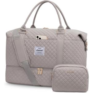 imageLOVEVOOK Travel Duffle BagWeekender Bags for Women with Shoe CompartmentCarry on Overnight Bag with Toiletry BagGym Duffel Bag with Wet Pocket Hospital Bags for Labor and DeliveryLight Dusty Rose