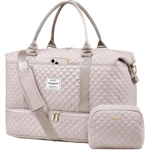 imageLOVEVOOK Travel Duffle BagWeekender Bags for Women with Shoe CompartmentCarry on Overnight Bag with Toiletry BagGym Duffel Bag with Wet Pocket Hospital Bags for Labor and DeliveryAntiquewhiteb
