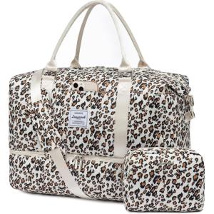 imageLOVEVOOK Travel Duffle BagWeekender Bags for Women with Shoe CompartmentCarry on Overnight Bag with Toiletry BagGym Duffel Bag with Wet Pocket Hospital Bags for Labor and DeliveryLeopard print