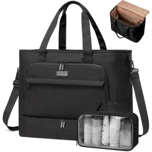 imageLOVEVOOK Weekender Bags for Women Travel Large Personal Item Travel Overnight Bag Carry on Duffle Bags with Shoe Compartment Toiletry Bag Wet Pocket for Airplane Hospital Labor DeliveryBlack