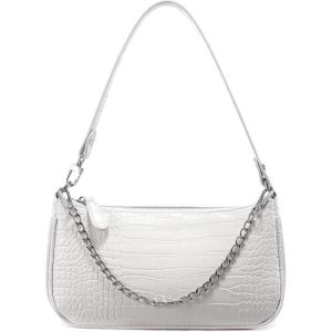 imageLoiral Small Purse for Women Retro Classic Tote HandBag Shoulder Bags Clutch Purse1 White