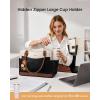 imageLOVEVOOK Laptop Bag for Women Leather Vintage Work Tote Bag Computer Office Teacher Bag with Large Cup HolderBlackbeigebrown