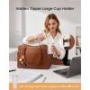 imageLOVEVOOK Laptop Bag for Women Leather Vintage Work Tote Bag Computer Office Teacher Bag with Large Cup HolderDark Coffee