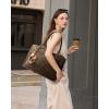 imageLOVEVOOK Laptop Bag for Women Leather Vintage Work Tote Bag Computer Office Teacher Bag with Large Cup HolderEarth Brown