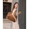imageLOVEVOOK Laptop Bag for Women Leather Vintage Work Tote Bag Computer Office Teacher Bag with Large Cup HolderEmbossed Brown