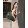 imageLOVEVOOK Laptop Bag for Women Leather Vintage Work Tote Bag Computer Office Teacher Bag with Large Cup HolderEmbossed Green