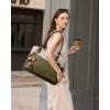 imageLOVEVOOK Laptop Bag for Women Leather Vintage Work Tote Bag Computer Office Teacher Bag with Large Cup HolderGreenbeigedark Green