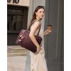imageLOVEVOOK Laptop Bag for Women Leather Vintage Work Tote Bag Computer Office Teacher Bag with Large Cup HolderWine Red