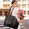 imageLOVEVOOK Laptop Tote Bag for Women With Large Cup Holder Leather Work Tote Bag for Women156 Inch Professional Computer Briefcase Business Teacher Commuter Shoulder BagOffice Travel GiftBlack With Brown