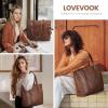 imageLOVEVOOK Laptop Tote Bag for Women With Large Cup Holder Leather Work Tote Bag for Women156 Inch Professional Computer Briefcase Business Teacher Commuter Shoulder BagOffice Travel GiftEarthy Brown