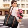 imageLOVEVOOK Laptop Tote Bag for Women With Large Cup Holder Leather Work Tote Bag for Women156 Inch Professional Computer Briefcase Business Teacher Commuter Shoulder BagOffice Travel GiftBlack With Brown