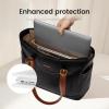imageLOVEVOOK Laptop Tote Bag for Women With Large Cup Holder Leather Work Tote Bag for Women156 Inch Professional Computer Briefcase Business Teacher Commuter Shoulder BagOffice Travel GiftBlack With Brown