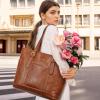 imageLOVEVOOK Laptop Tote Bag for Women With Large Cup Holder Leather Work Tote Bag for Women156 Inch Professional Computer Briefcase Business Teacher Commuter Shoulder BagOffice Travel GiftRetro Brown