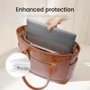 imageLOVEVOOK Laptop Tote Bag for Women With Large Cup Holder Leather Work Tote Bag for Women156 Inch Professional Computer Briefcase Business Teacher Commuter Shoulder BagOffice Travel GiftRetro Brown
