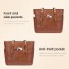 imageLOVEVOOK Laptop Tote Bag for Women With Large Cup Holder Leather Work Tote Bag for Women156 Inch Professional Computer Briefcase Business Teacher Commuter Shoulder BagOffice Travel GiftRetro Brown