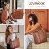 imageLOVEVOOK Laptop Tote Bag for Women With Large Cup Holder Leather Work Tote Bag for Women156 Inch Professional Computer Briefcase Business Teacher Commuter Shoulder BagOffice Travel GiftRetro Brown