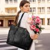 imageLOVEVOOK Laptop Tote Bag for Women With Large Cup Holder Leather Work Tote Bag for Women156 Inch Professional Computer Briefcase Business Teacher Commuter Shoulder BagOffice Travel GiftRetro Black