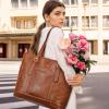 imageLOVEVOOK Laptop Tote Bag for Women With Large Cup Holder Leather Work Tote Bag for Women156 Inch Professional Computer Briefcase Business Teacher Commuter Shoulder BagOffice Travel GiftRetro Brown
