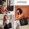 imageLOVEVOOK Laptop Tote Bag for Women With Large Cup Holder Leather Work Tote Bag for Women156 Inch Professional Computer Briefcase Business Teacher Commuter Shoulder BagOffice Travel GiftBlack With Brown