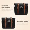 imageLOVEVOOK Laptop Tote Bag for Women With Large Cup Holder Leather Work Tote Bag for Women156 Inch Professional Computer Briefcase Business Teacher Commuter Shoulder BagOffice Travel GiftBlack With Brown