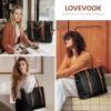 imageLOVEVOOK Laptop Tote Bag for Women With Large Cup Holder Leather Work Tote Bag for Women156 Inch Professional Computer Briefcase Business Teacher Commuter Shoulder BagOffice Travel GiftBlack With Brown