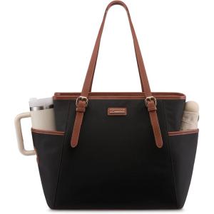 imageLOVEVOOK Laptop Tote Bag for Women With Large Cup Holder Leather Work Tote Bag for Women156 Inch Professional Computer Briefcase Business Teacher Commuter Shoulder BagOffice Travel GiftBlackbrown