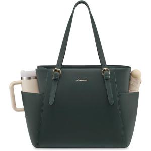 imageLOVEVOOK Laptop Tote Bag for Women With Large Cup Holder Leather Work Tote Bag for Women156 Inch Professional Computer Briefcase Business Teacher Commuter Shoulder BagOffice Travel GiftGreen