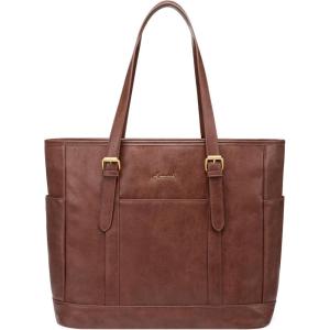 imageLOVEVOOK Laptop Tote Bag for Women With Large Cup Holder Leather Work Tote Bag for Women156 Inch Professional Computer Briefcase Business Teacher Commuter Shoulder BagOffice Travel GiftEarthy Brown