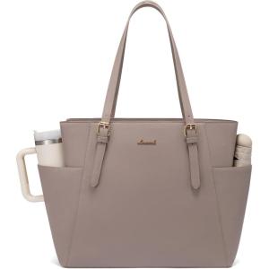 imageLOVEVOOK Laptop Tote Bag for Women With Large Cup Holder Leather Work Tote Bag for Women156 Inch Professional Computer Briefcase Business Teacher Commuter Shoulder BagOffice Travel GiftNude Color