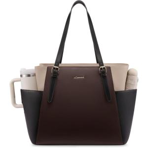 imageLOVEVOOK Laptop Tote Bag for Women With Large Cup Holder Leather Work Tote Bag for Women156 Inch Professional Computer Briefcase Business Teacher Commuter Shoulder BagOffice Travel GiftCoffee Color With Black