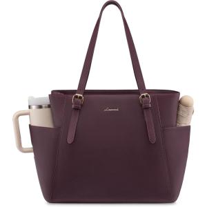 imageLOVEVOOK Laptop Tote Bag for Women With Large Cup Holder Leather Work Tote Bag for Women156 Inch Professional Computer Briefcase Business Teacher Commuter Shoulder BagOffice Travel GiftPurple